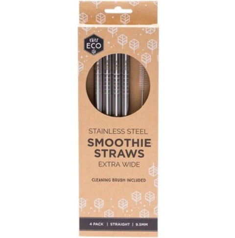 Ever Eco Stainless Steel Straws Straight Smoothie x 4