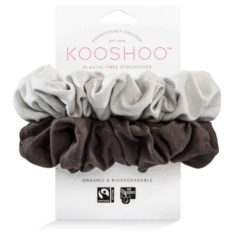 KOOSHOO Plastic-Free Hair Scrunchies Moon Shadow (Organic) 2 pack