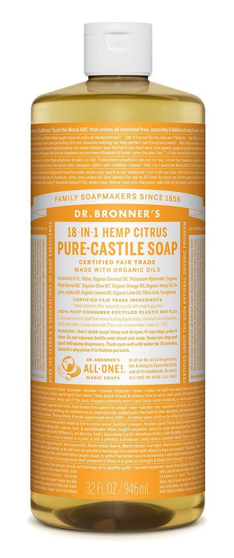 Dr. Bronner's Pure-Castile Soap Liquid (Hemp 18-in-1) Citrus