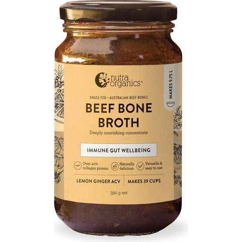 Nutra Organics LEMON GINGER ACV Beef Bone Broth Concentrate 390g