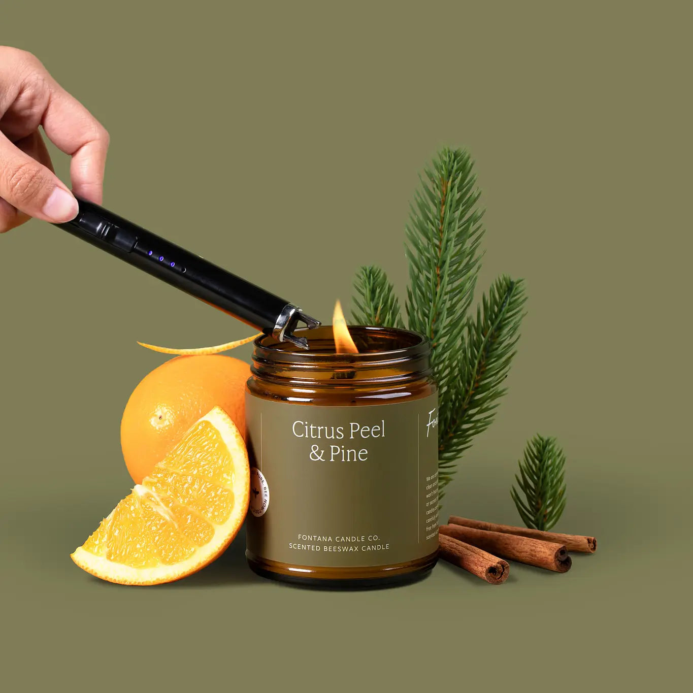 Fontana Candle Co | Citrus Peel & Pine | Beeswax & Essential Oil Candle
