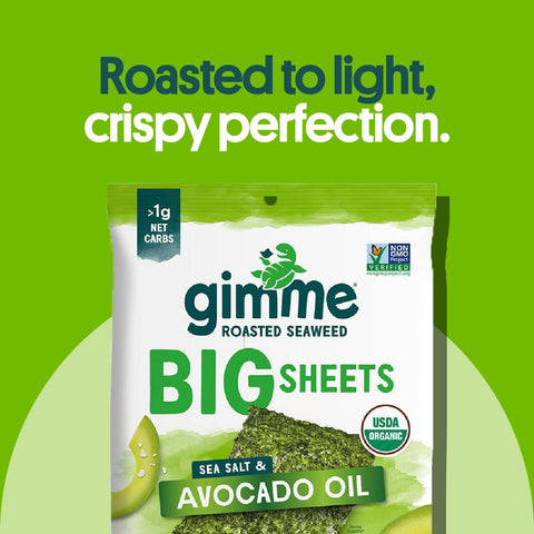 GimME - Roasted Seaweed Big Sheets Sea Salt & Avocado Oil 7 Sheets 26g