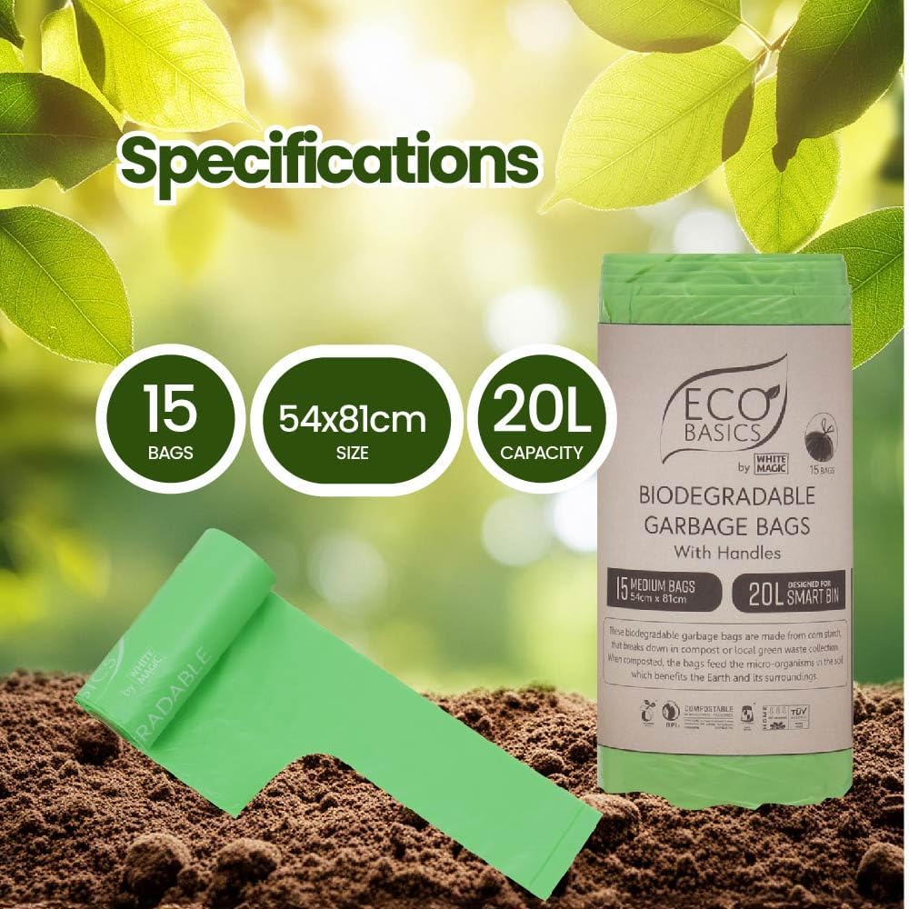 Eco Basics | Biodegradable Garbage Bin Bags 20L – 15Bags