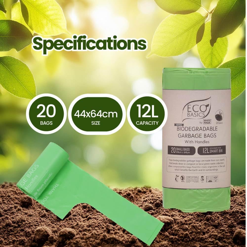 Eco Basics | Biodegradable Garbage Bin Bags 12L - 20 Bags