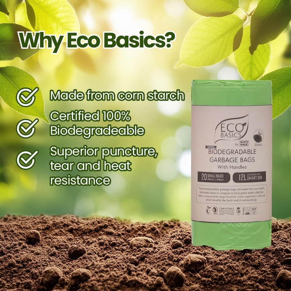 Eco Basics | Biodegradable Garbage Bin Bags 12L - 20 Bags