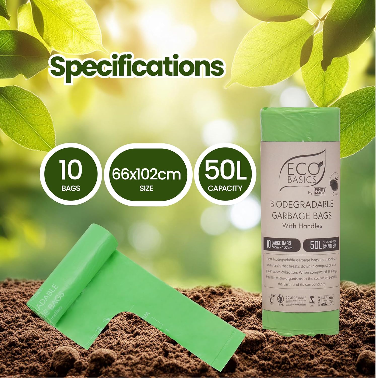 Eco Basics | Biodegradable Garbage Bin Bags 50L – 10Bags
