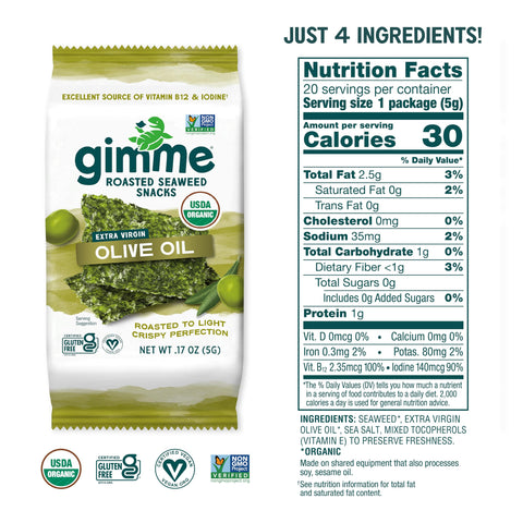 GimMe - Roasted Seaweed Snacks Olive Oil 6x5g