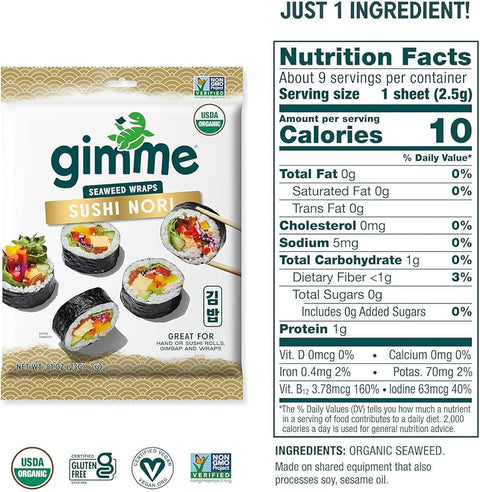 GImMe - Organic Roasted Seaweed Sushi Nori 9 Sheets 23g