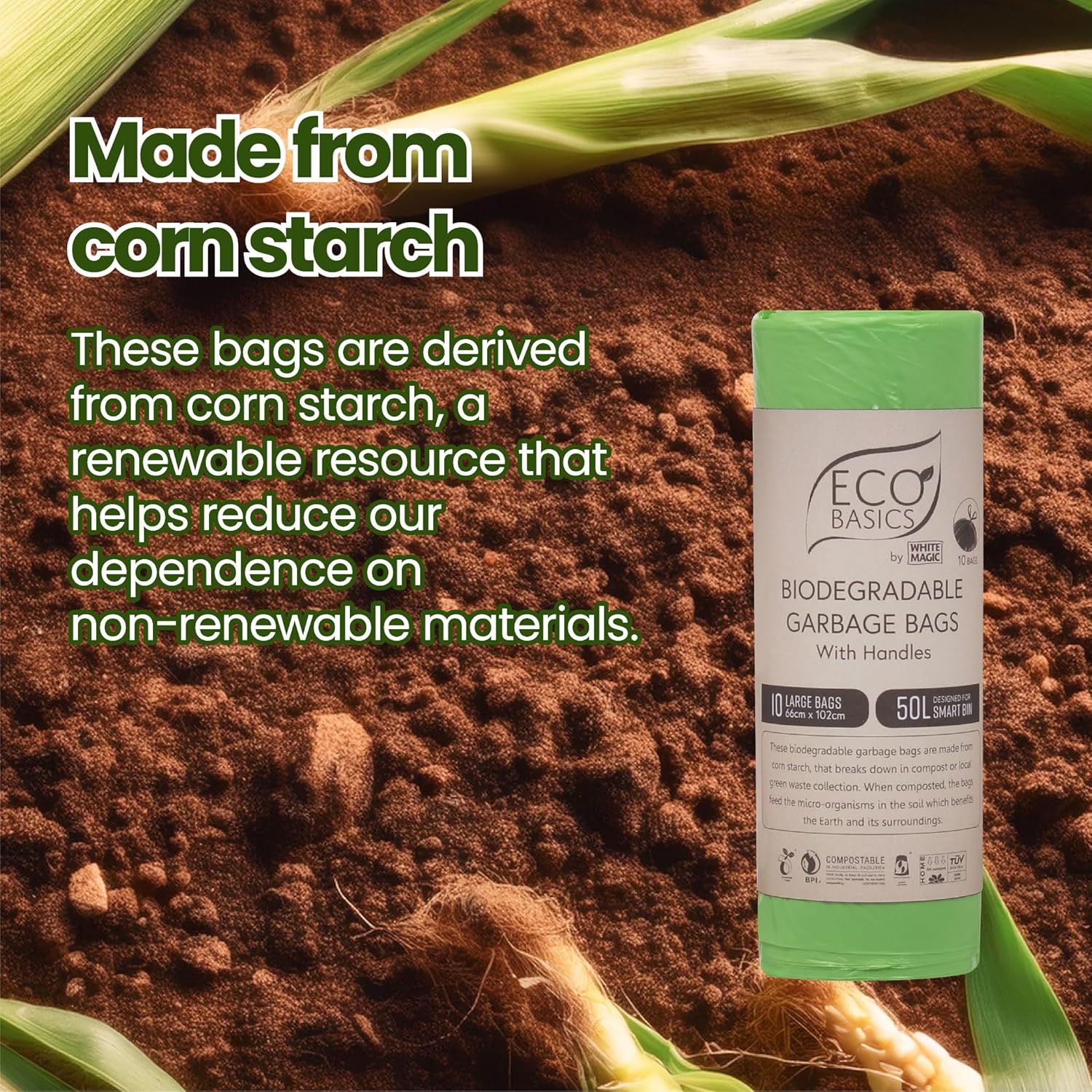Eco Basics | Biodegradable Garbage Bin Bags 50L – 10Bags