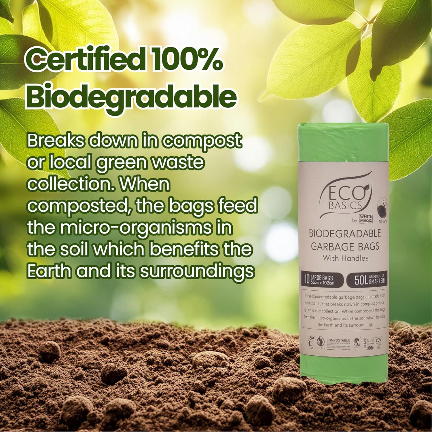 Eco Basics | Biodegradable Garbage Bin Bags 50L – 10Bags