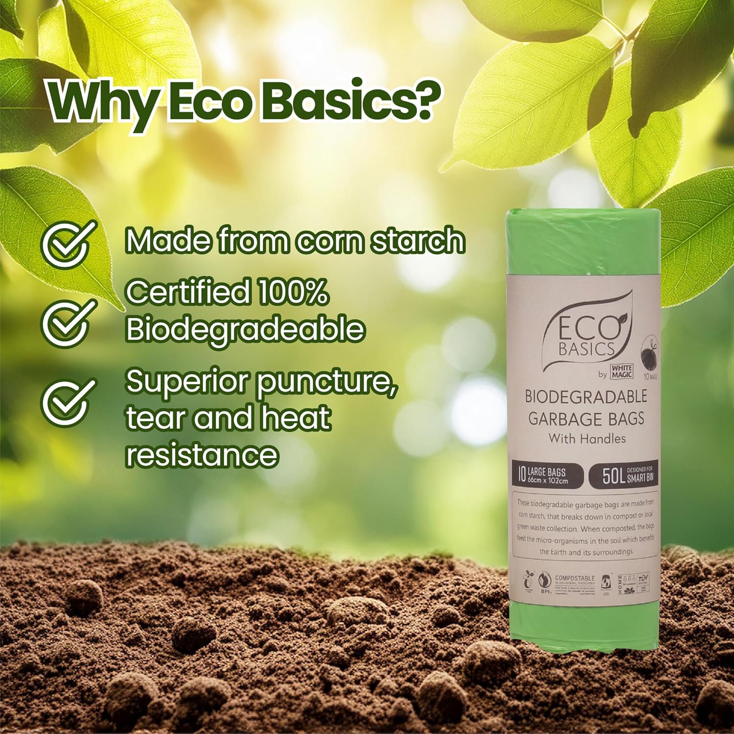 Eco Basics | Biodegradable Garbage Bin Bags 50L – 10Bags