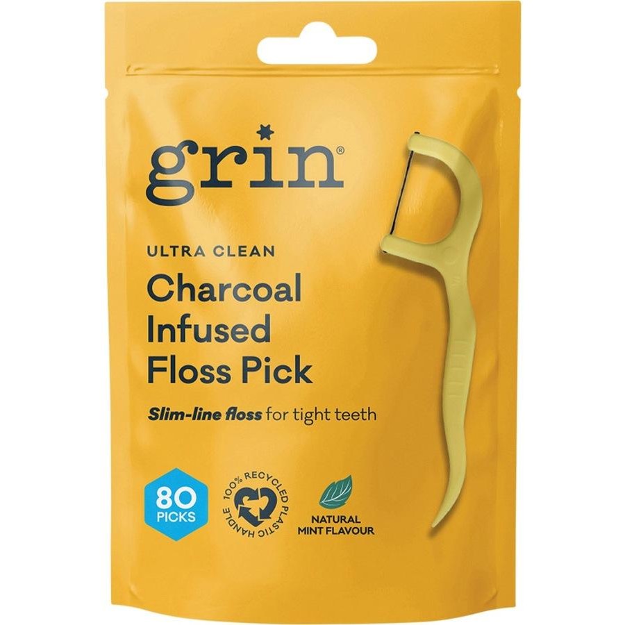 GRIN | Ultra Clean Floss Picks Charcoal Infused | 80pk