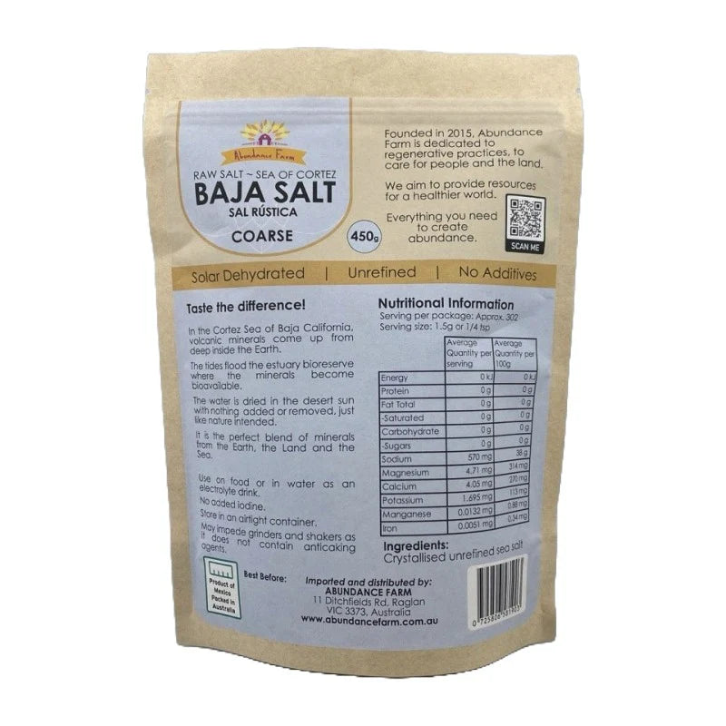 Abundance Farm | Baja Mineral Sea Salt | Coarse | 454g