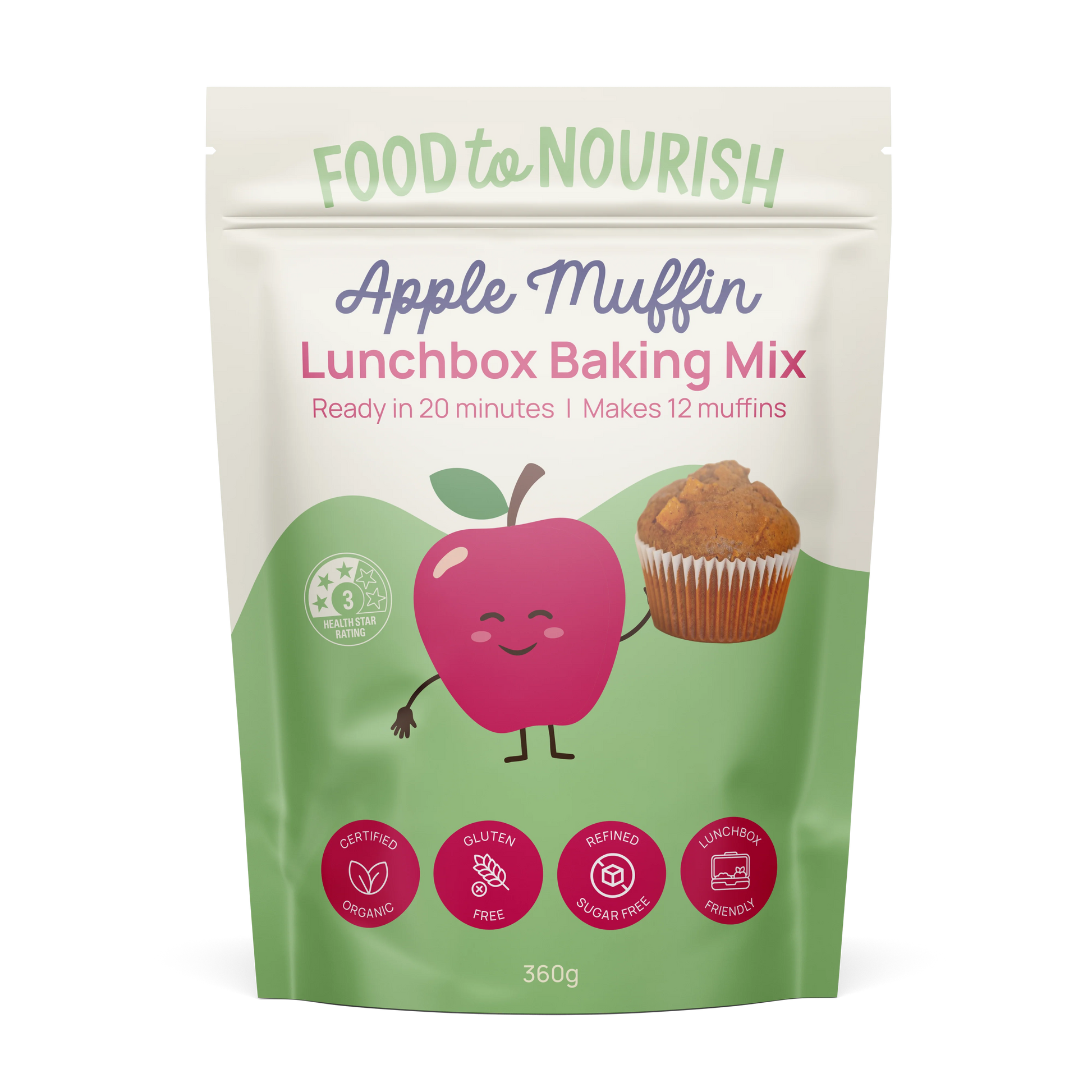 Food to Nourish | Lunchbox Baking Mix Apple Cinnamon Muffin 360g