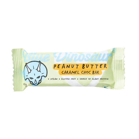 Blue Dinosaur Vegan Peanut Butter Bar and Caramel Choc 45g