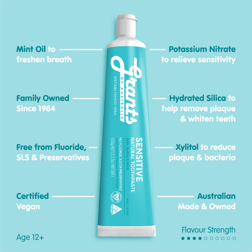 GRANTS Sensitive Natural Toothpaste - Fluoride Free - 100g