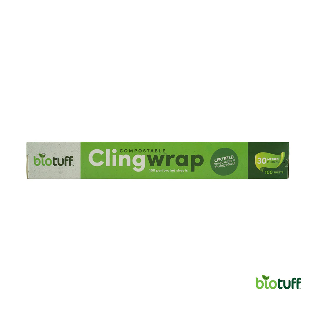 Biotuff Compostable Cling Wrap 100 x 30cm Sheets 30m