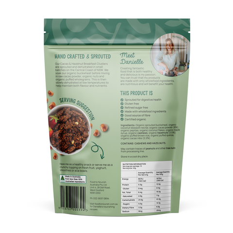 Food To Nourish Sprouted Clusters Cacao & Hazelnut 400g