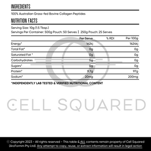 Cell Squared Bovine Beef Gelatin Powder 450g