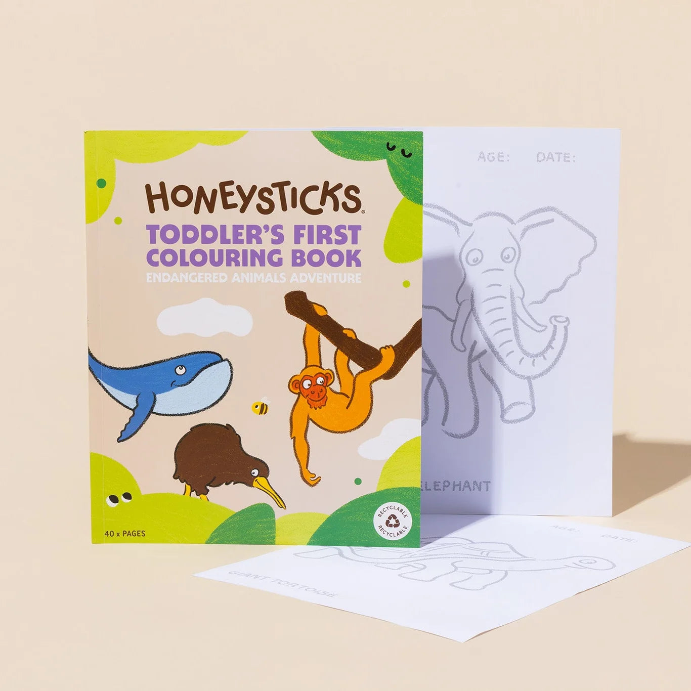 Honeysticks | Toddler's First Colouring Book | Endangered Animals