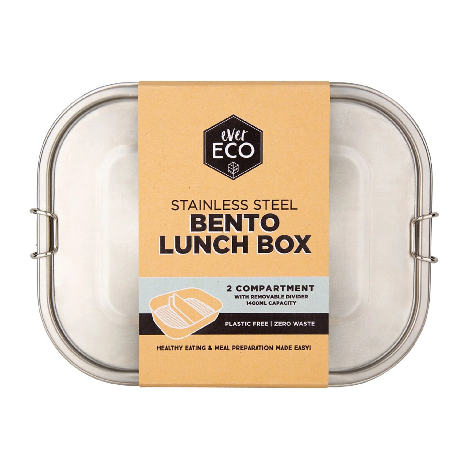 Ever Eco | Stainless Steel Bento Lunch Box 2 Compartments 1400ml
