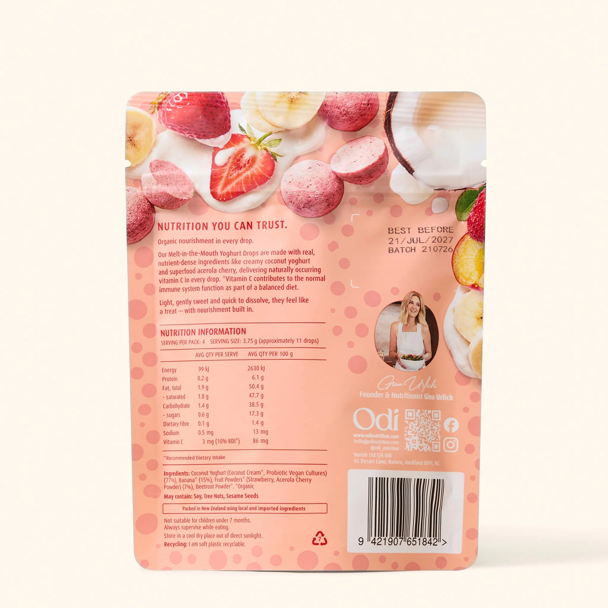 Odi | Organic Yoghurt Drops | Strawberry
