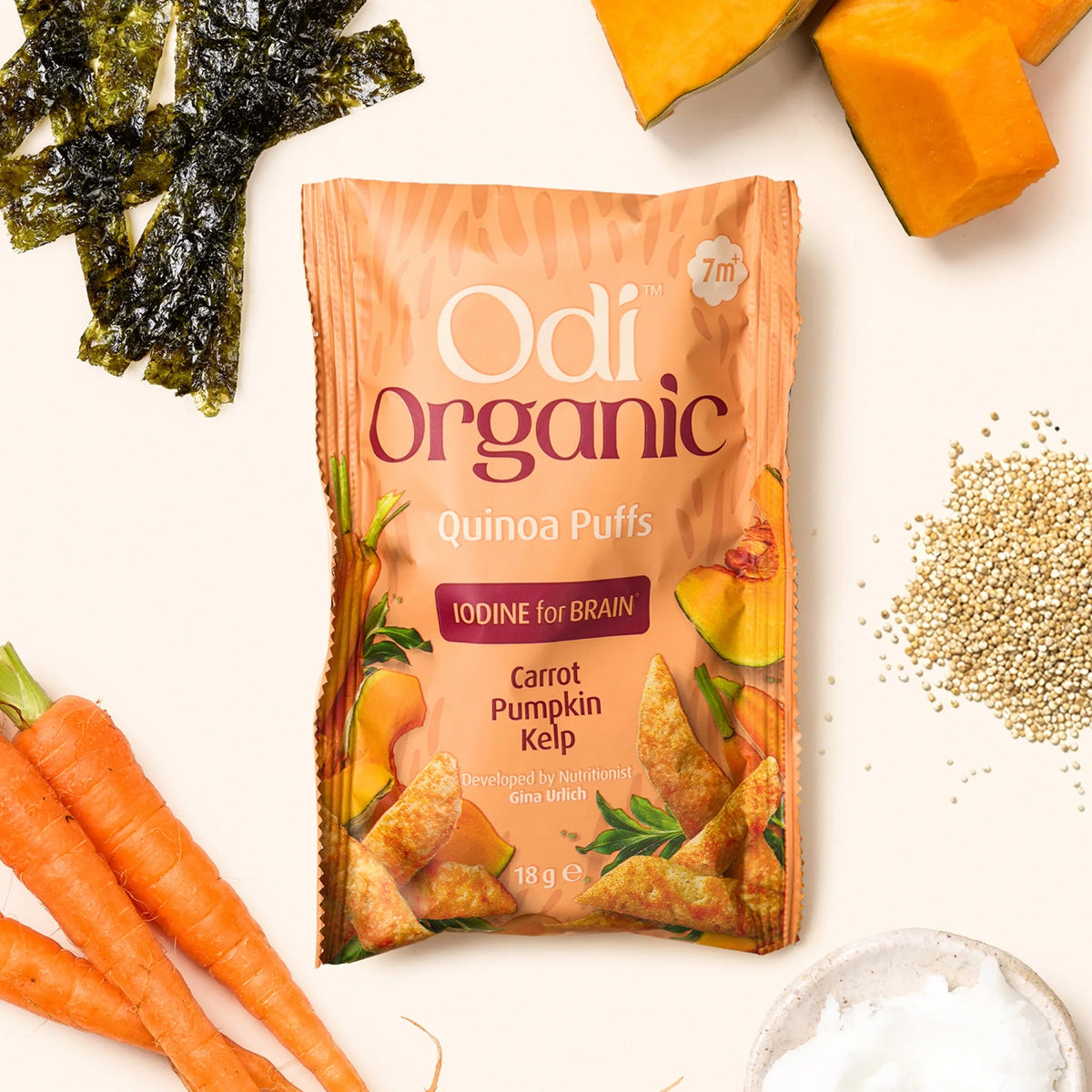 Odi | Organic Quinoa Puffs | Carrot, Pumpkin & Kelp