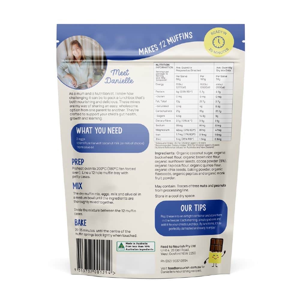 Food to Nourish | Lunchbox Baking Mix Choc Muffin 360g