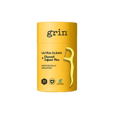 GRIN Charcoal Infused Floss Picks Ultra Clean x40pcs