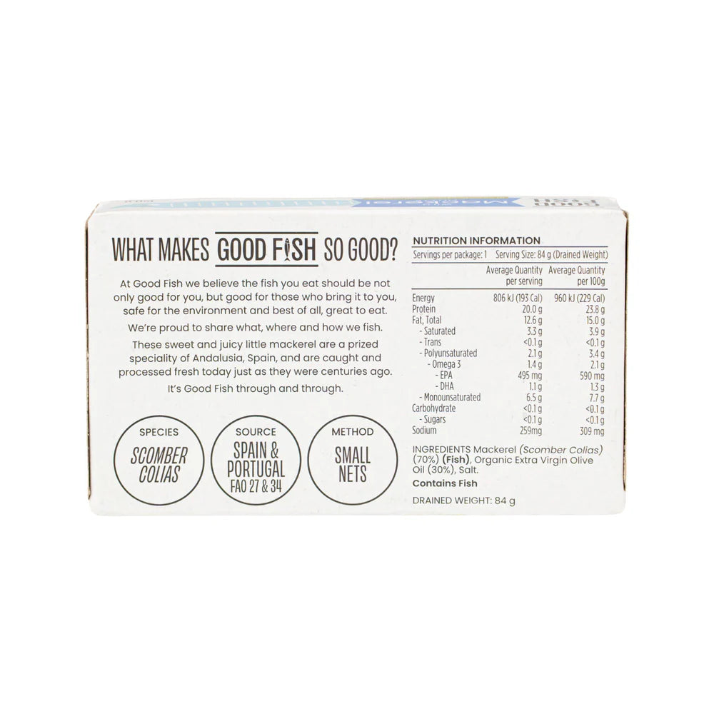 Good Fish Can of Mackerel Olive Oil 120g