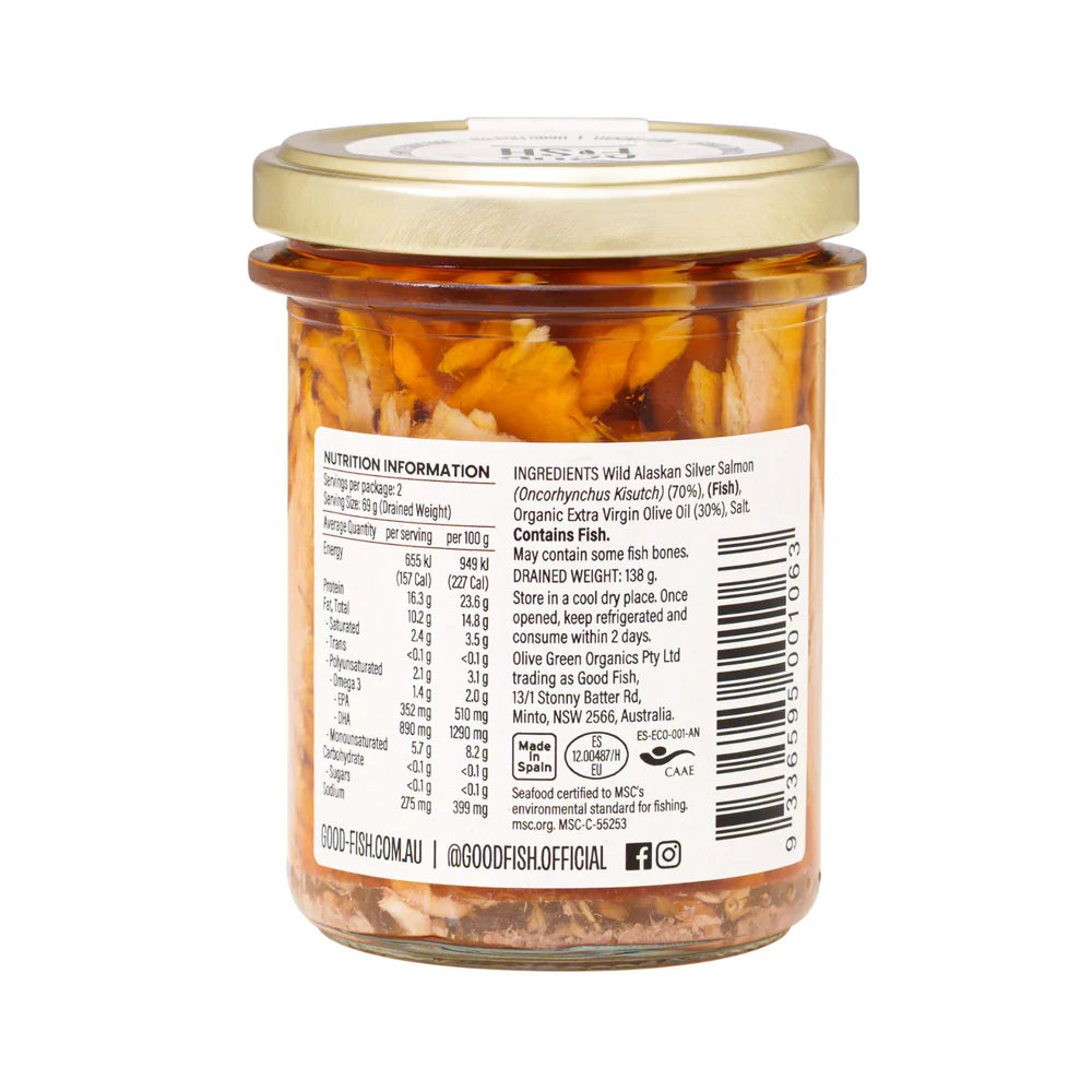 Good Fish Salmon in Extra Virgin Olive Oil Jar 195g