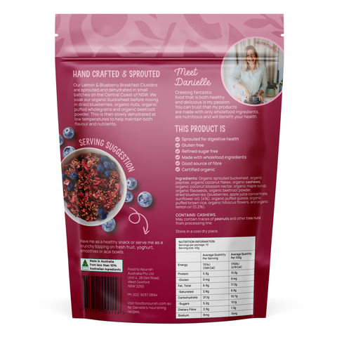 Food To Nourish Sprouted Clusters Lemon & Blueberry 400g