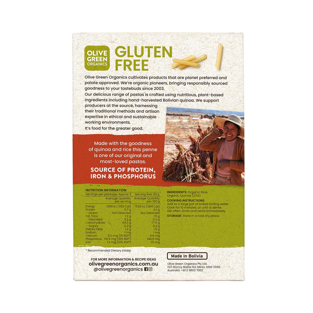 Olive Green Organics Quinoa and Rice Penne 250g