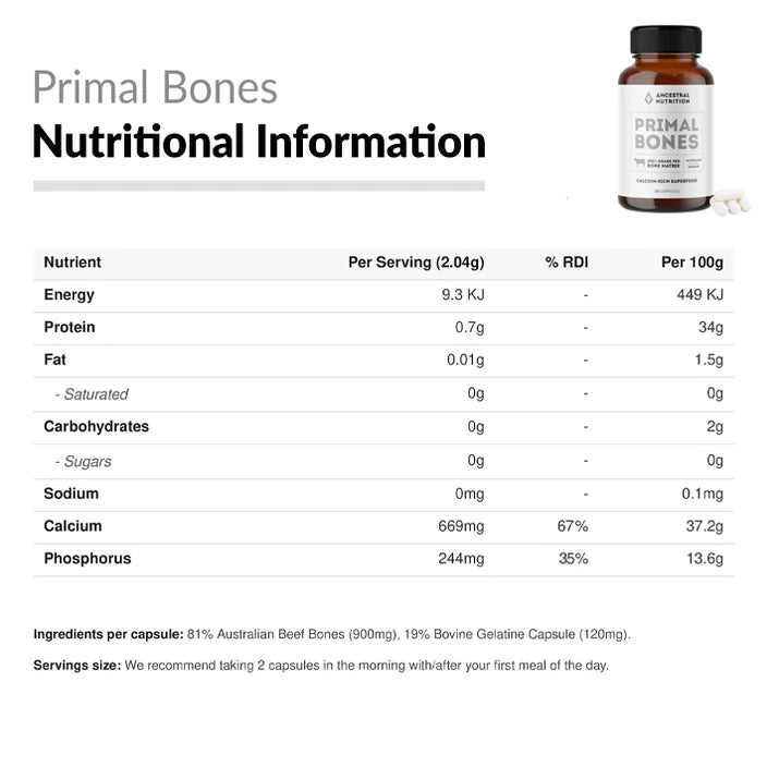Ancestral Nutrition | Primal Bones | 100% Grass Fed Bone Matrix