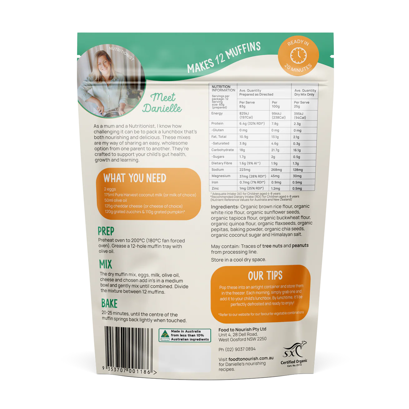 Food to Nourish | Lunchbox Baking Mix Savoury Muffin 300g