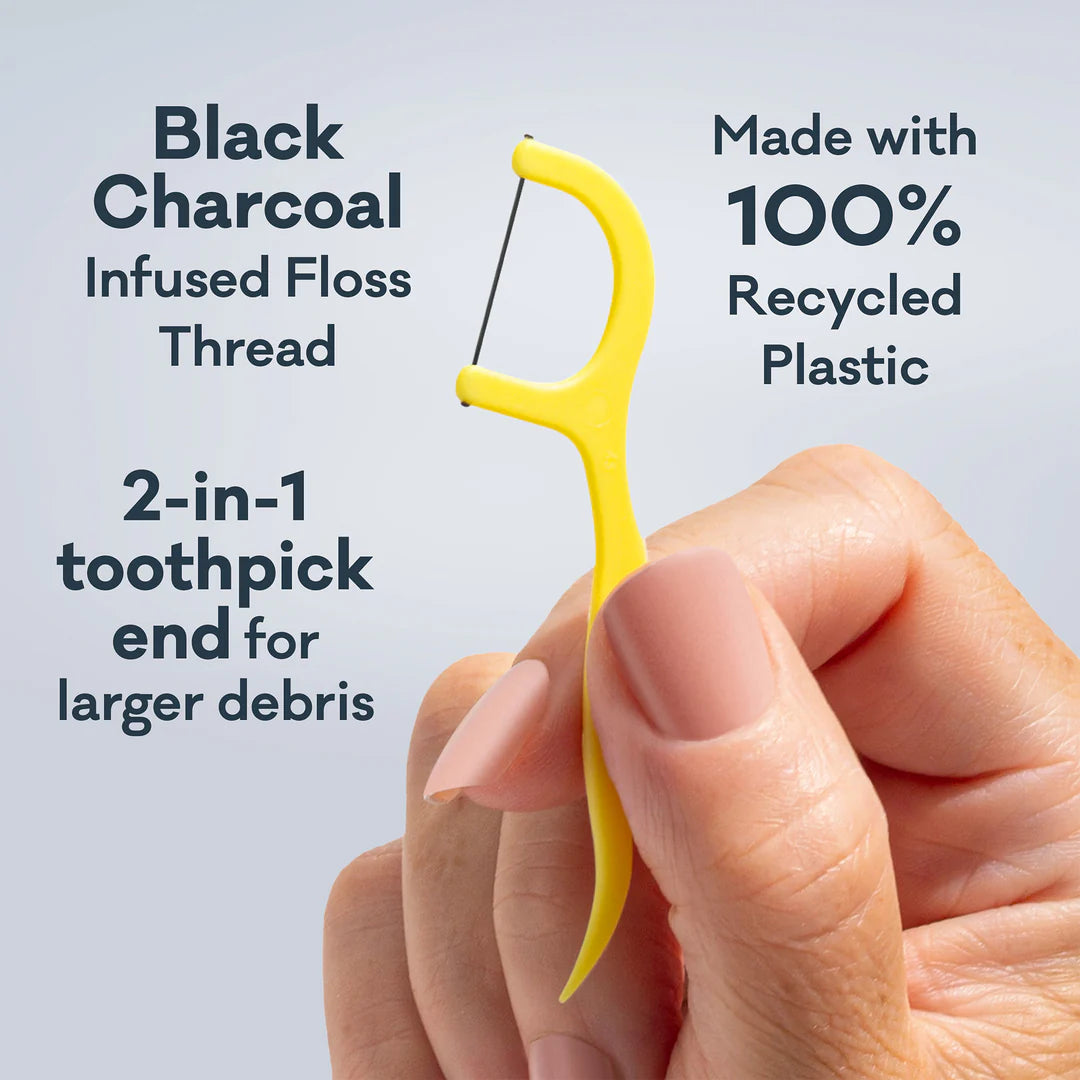 GRIN | Ultra Clean Floss Picks Charcoal Infused | 80pk