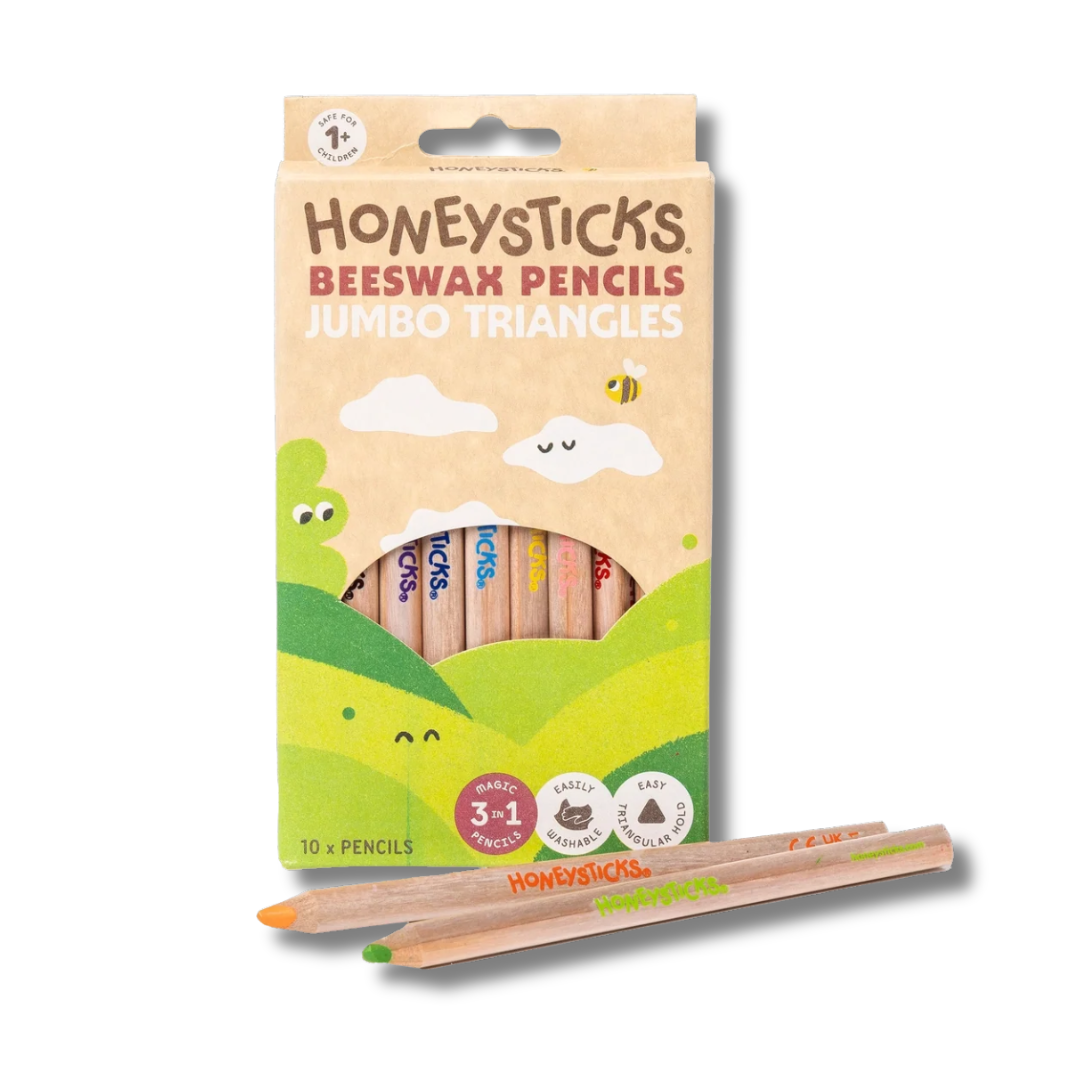 Honeysticks | 3-in-1 Beeswax Pencils | Jumbo Triangles 10pk