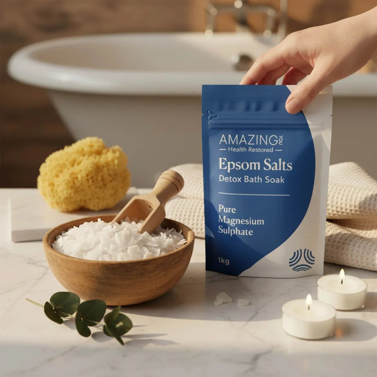 AMAZING OILS Epsom Salts Detox Bath Soak Pure Magnesium Sulphate 1kg