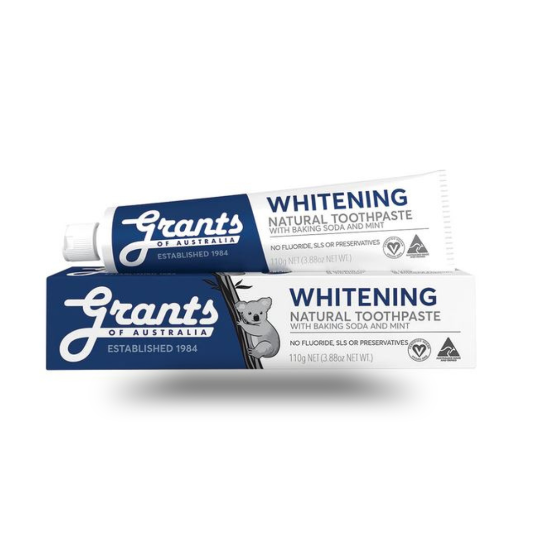GRANTS Natural Toothpaste Whitening with Baking Soda & Peppermint (Fluoride Free) 110g