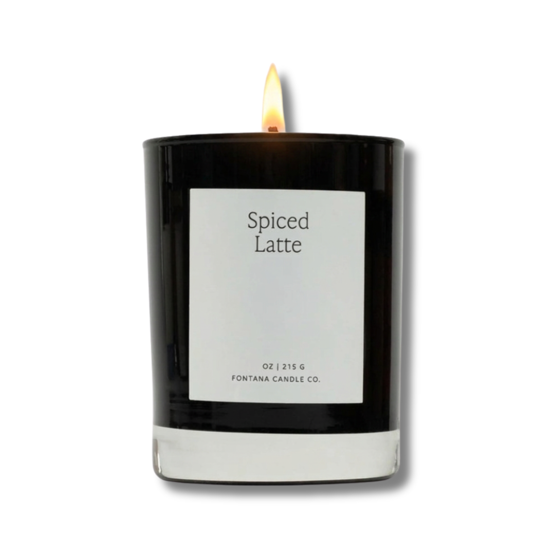 Fontana Candle Co. | Spiced Latte | Beeswax & Essential Oil Noir Black Glass Candle