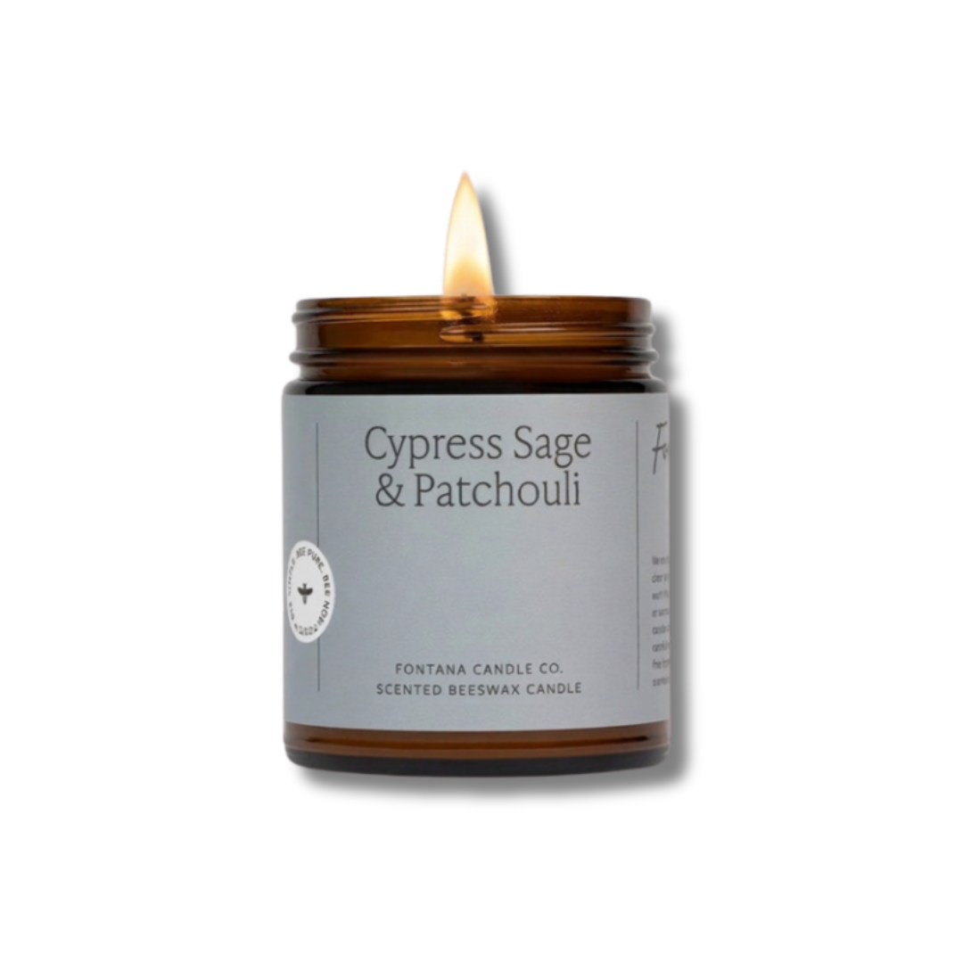 Fontana Candle Co. | Cypress Sage & Patchouli | Beeswax Wooden Wick Candle