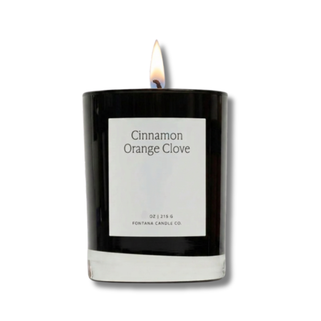 Fontana Candle Co. | Cinnamon Orange Clove | Beeswax & Essential Oil Noir Black Glass Candle