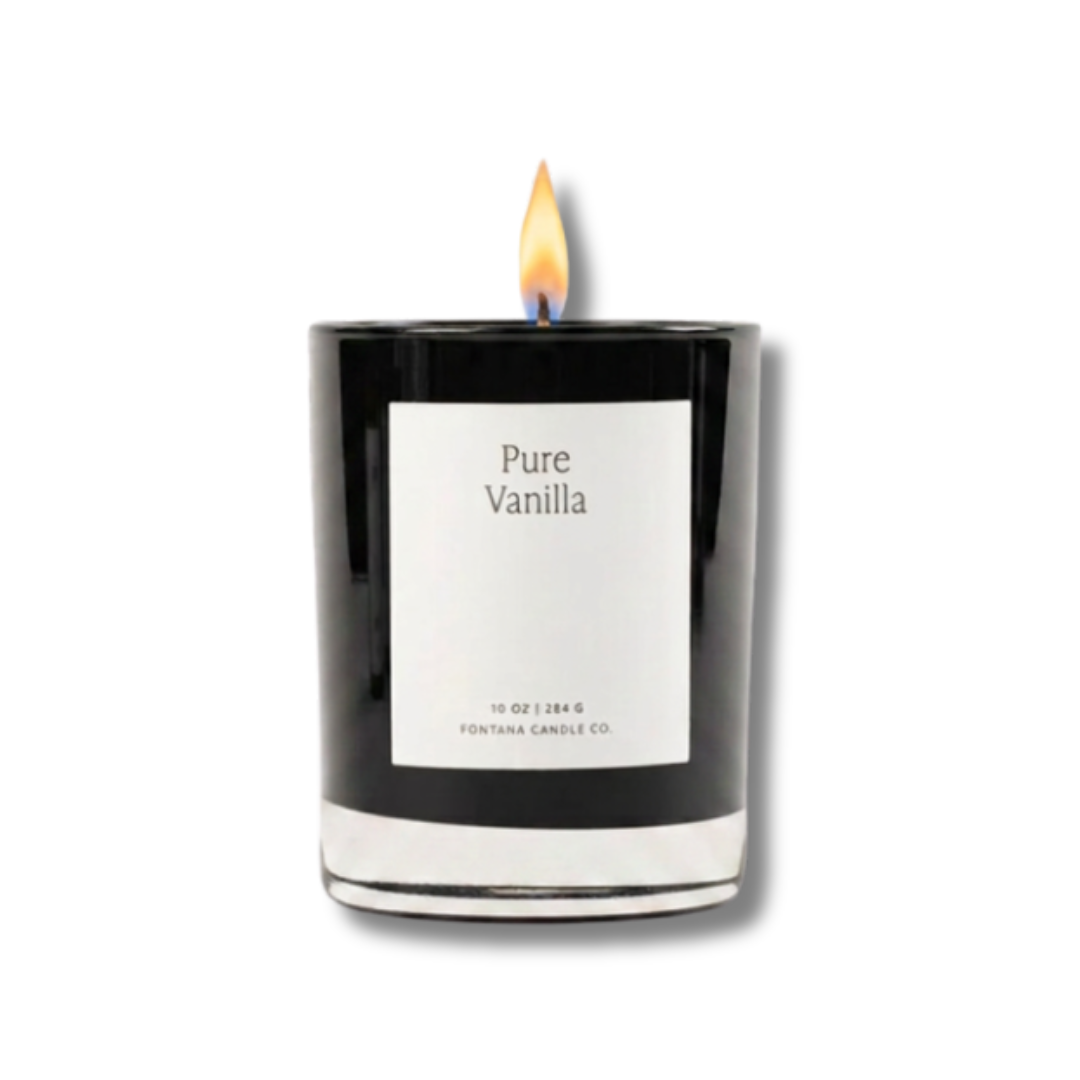 Fontana Candle Co. | Pure Vanilla | Beeswax & Essential Oil Noir Black Glass Candle