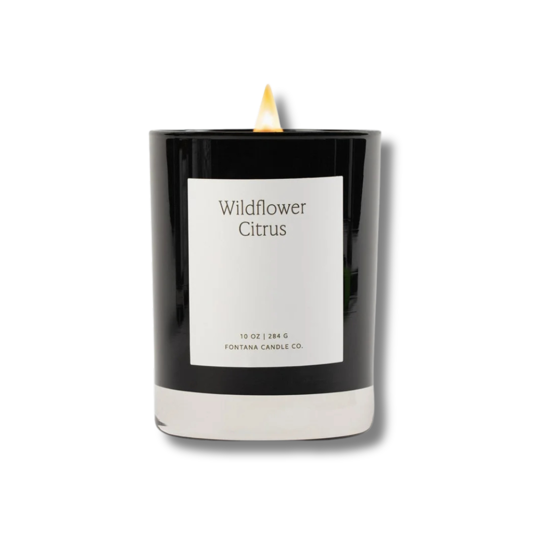 Fontana Candle Co. | Wildflower Citrus | Beeswax & Essential Oil Noir Black Glass Candle