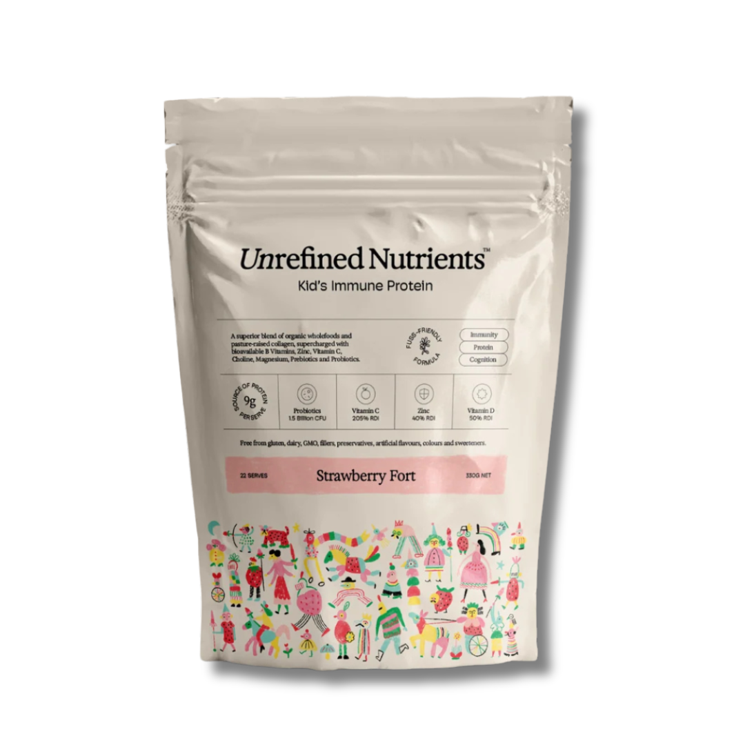 Unrefined Nutrients | Kid's Immune Protein Strawberry Fort 330g