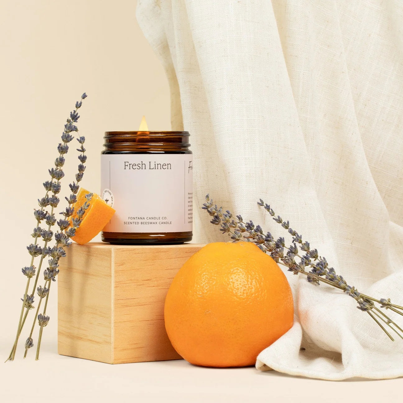Fontana Candle Co. | Fresh Linen | Beeswax Wooden Wick Candle