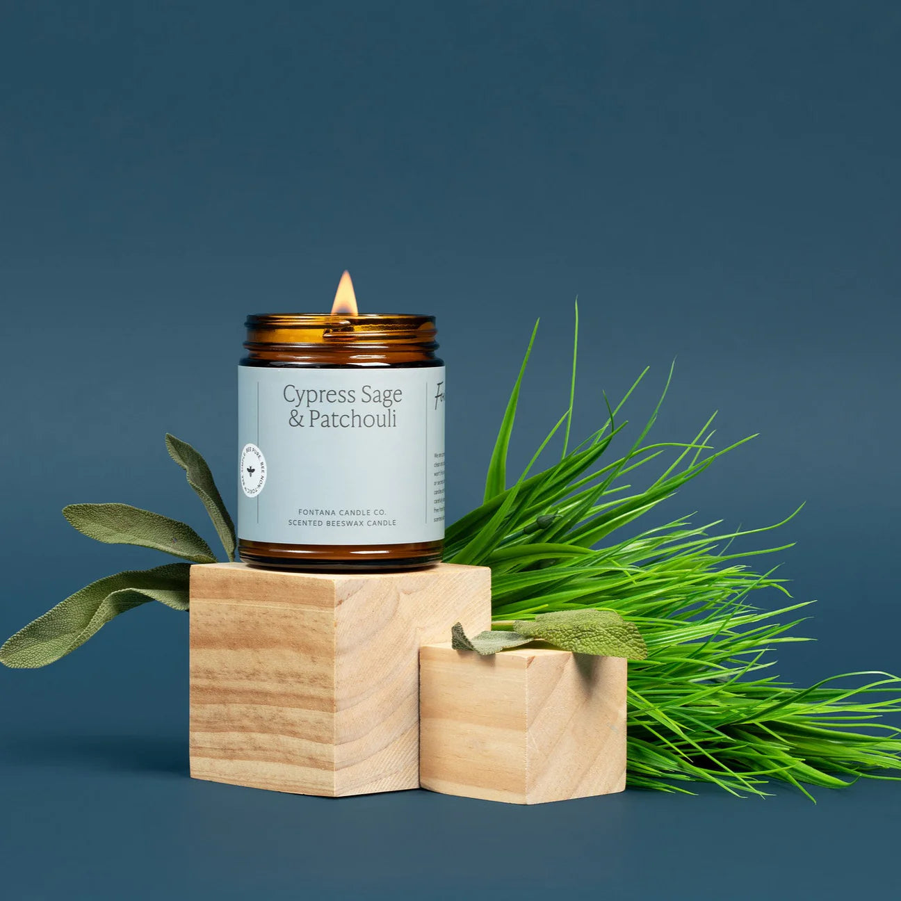 Fontana Candle Co. | Cypress Sage & Patchouli | Beeswax Wooden Wick Candle