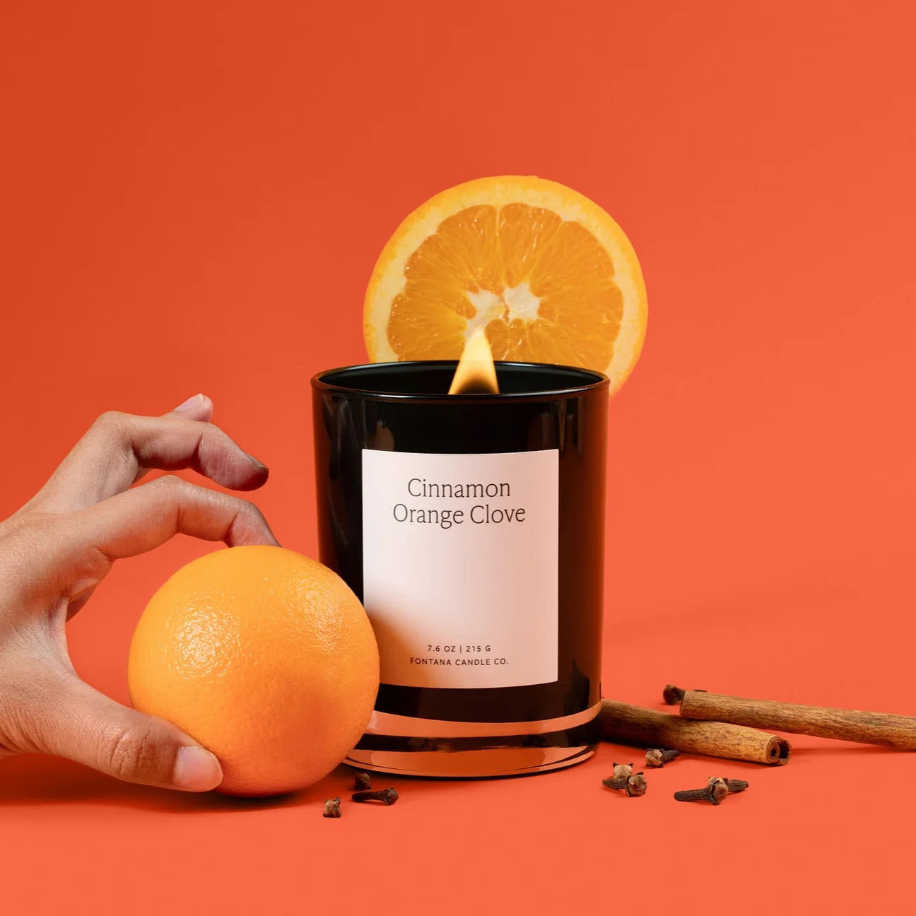 Fontana Candle Co. | Cinnamon Orange Clove | Beeswax & Essential Oil Noir Black Glass Candle