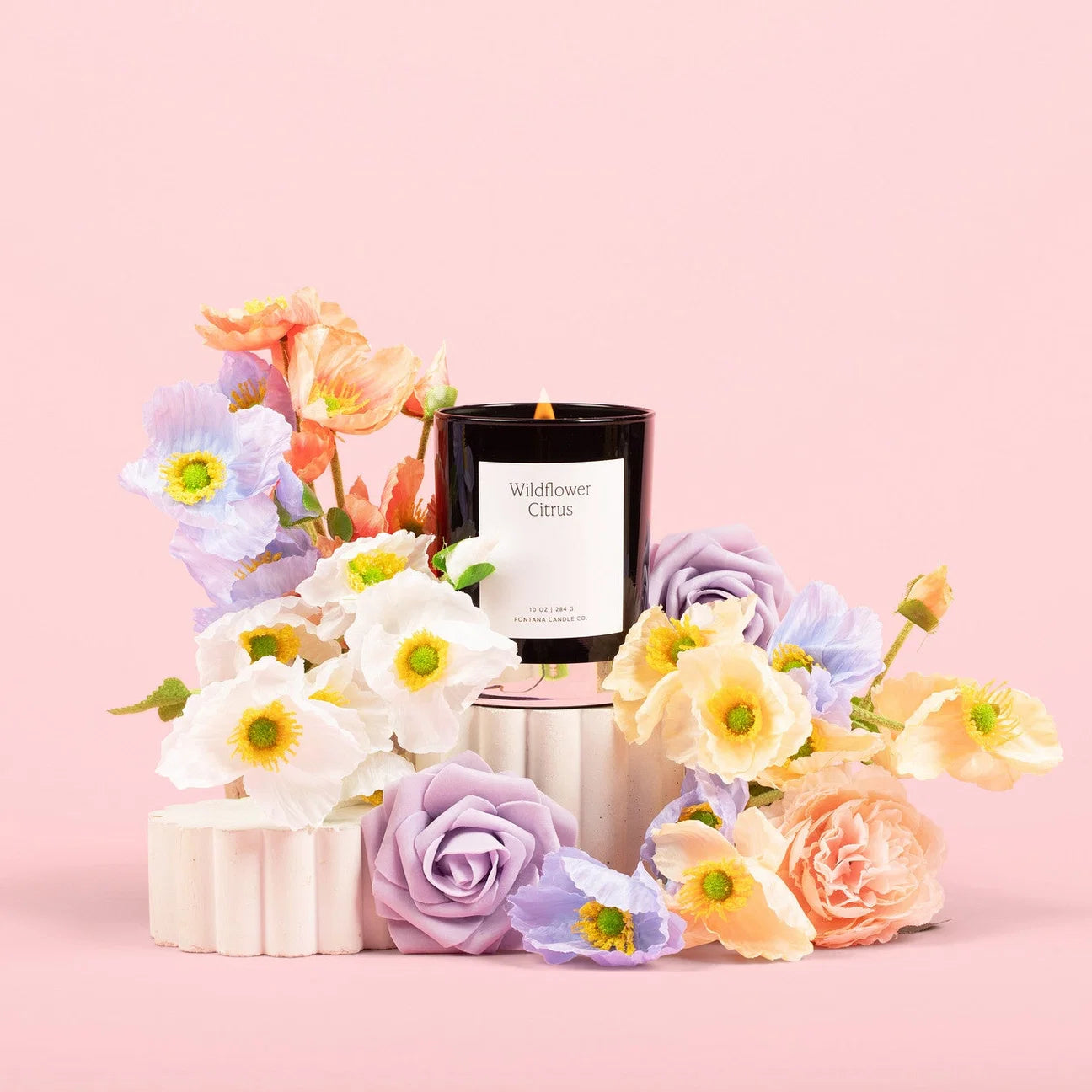 Fontana Candle Co. | Wildflower Citrus | Beeswax & Essential Oil Noir Black Glass Candle