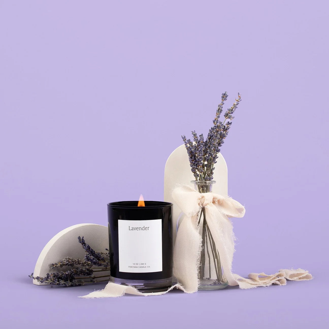 Fontana Candle Co. | Lavender | Beeswax & Essential Oil Noir Black Glass Candle